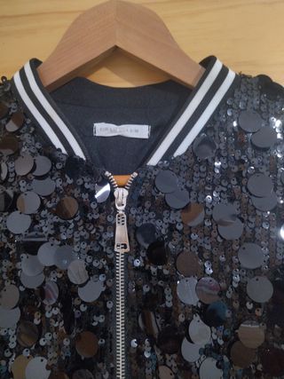 Chaqueta lentejuelas negra talla S