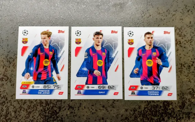 3 Topps Match Attax Barcelona De Jong Gavi Ferran