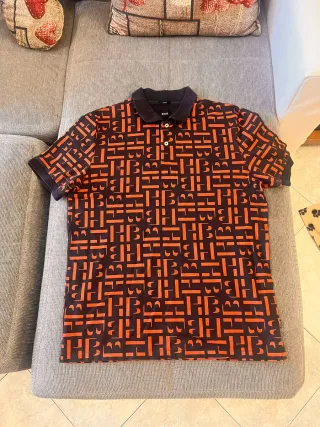 Polo Boss Uomo Fantasia Arancione Nero