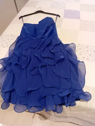 Vestido fiesta palabra de honor azul