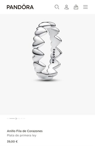 Anillo Pandora Corazones Plata de Ley