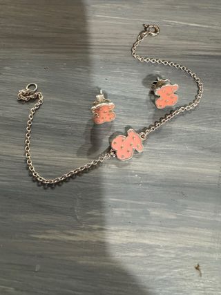 Conjunto Tous Oso Rosa y Plata