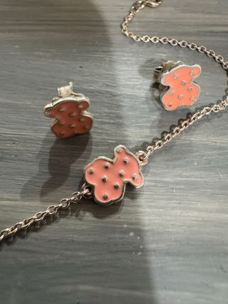 Conjunto Tous Oso Rosa y Plata