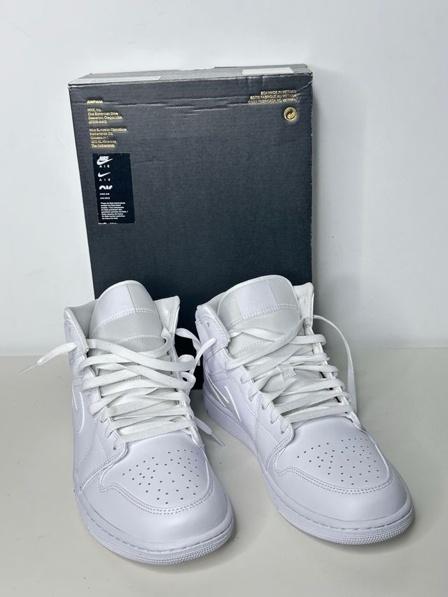 Air Jordan 1 Mid Blancas Talla 45.5 Hombre Unisex