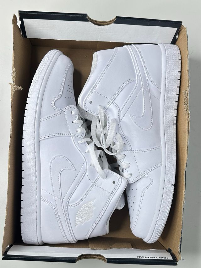 Air Jordan 1 Mid Blancas Talla 45.5 Hombre Unisex