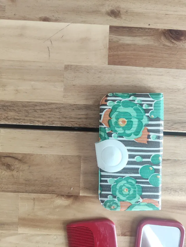 Custodia vintage per pettine e specchietto Flores anni '70