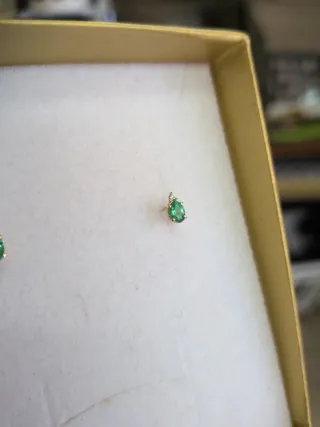 Pendientes Oro con Esmeralda y brillante