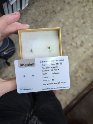Pendientes Oro con Esmeralda y brillante