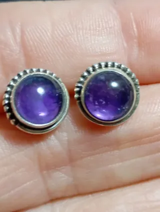 Pendientes Plata Ley Amatista Morada
