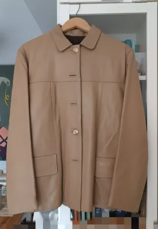 Abrigo blazer piel color camel Fioretti