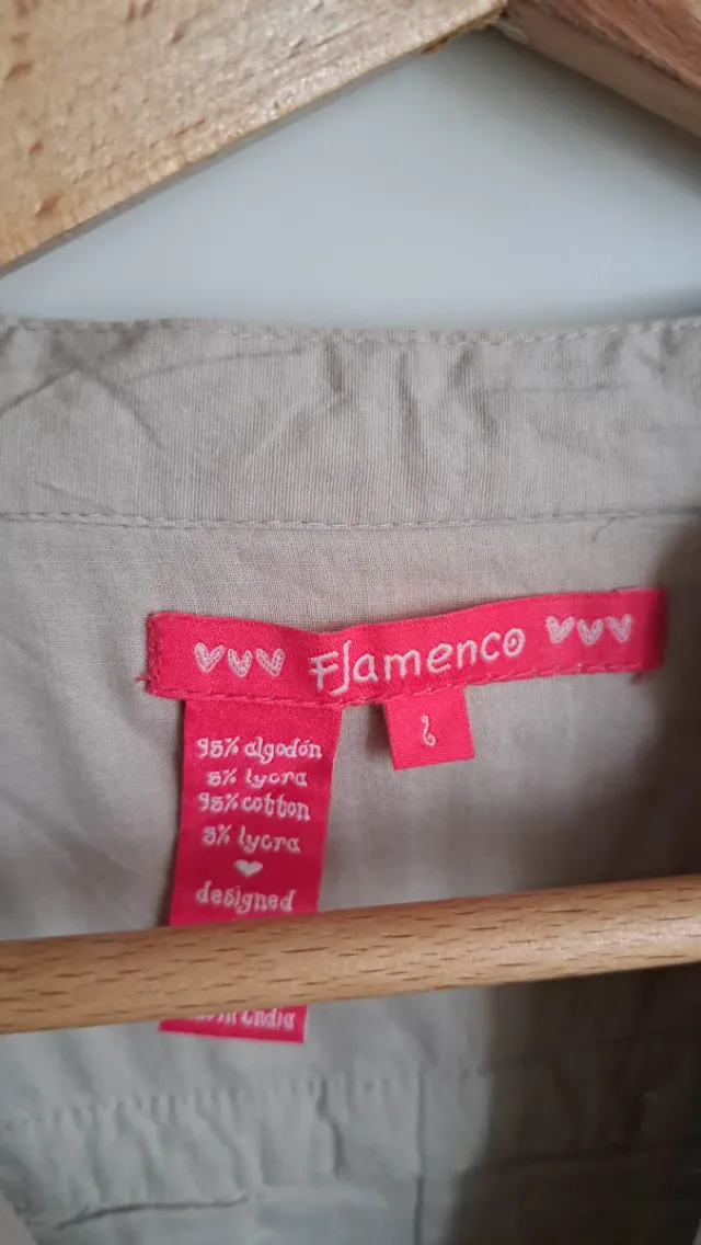 Vestido Flamenco beige con bordados talla L