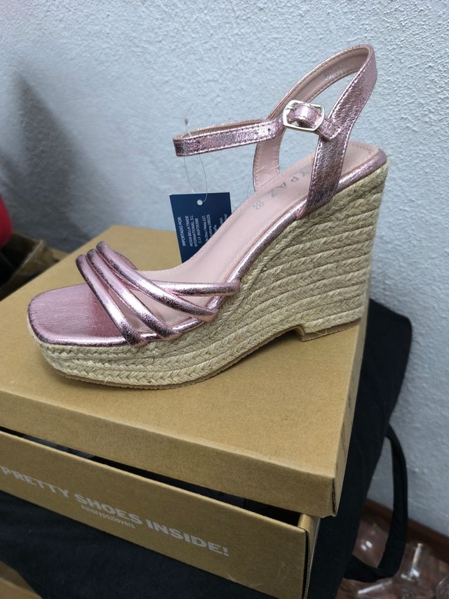 Sandalias Tacón Marypaz Nude-Tiras Cruzadas NUEVAS