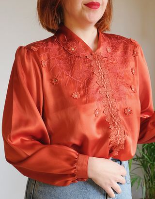 Camisa Vintage Encaje Naranja/Rojo