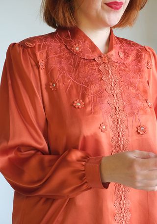 Camisa Vintage Encaje Naranja/Rojo