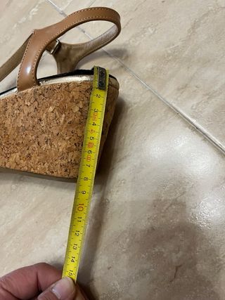 Sandalias cuña mujer marrón y dorado talla 39