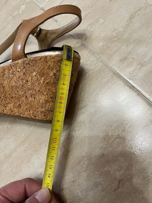 Sandalias cuña mujer marrón y dorado talla 39