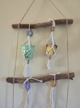 Macrame macetas colgantes de pared decoracion Set8