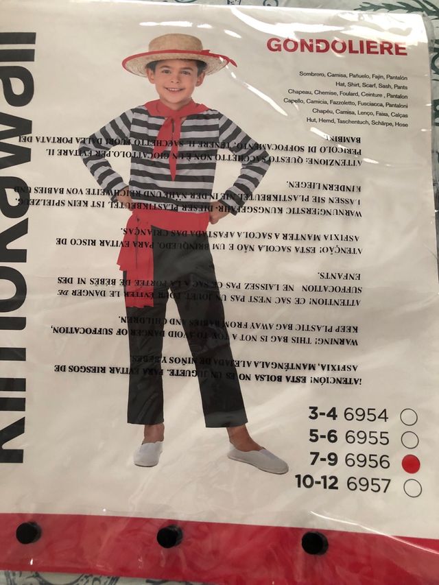 Disfraz Gondoliere Talla 7-9