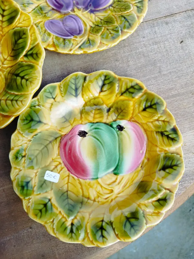 Platos Sarreguemines Barbotina Frutas