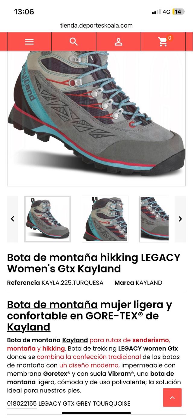 Botas de montaña Kayland mujer grises y turquesa