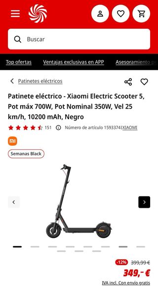 Patinete Eléctrico Xiaomi Eléctric Scooter 5