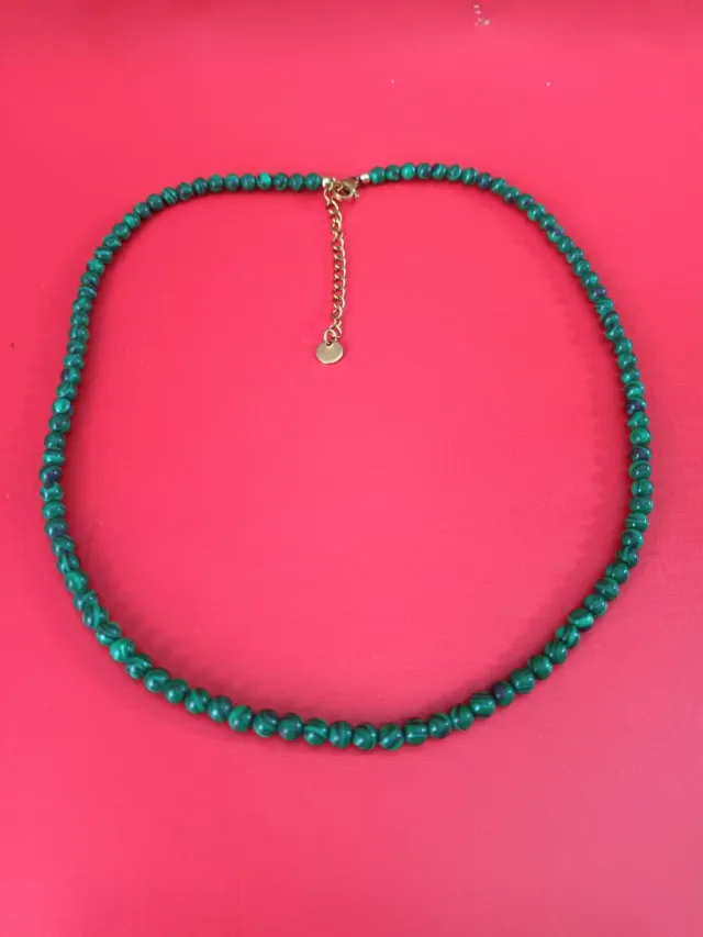 Collar Malaquita Verde y Dorado