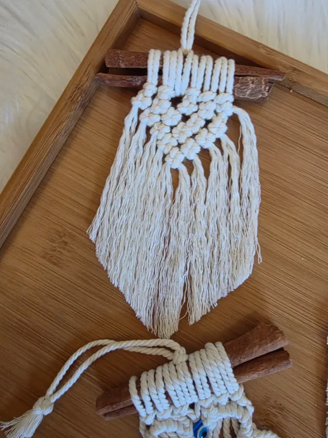 Decorazioni Macramè Arazzo mini con Cannella Boho