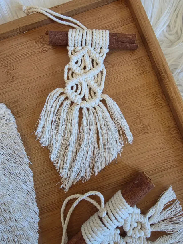 Decorazioni Macramè Arazzo mini con Cannella Boho
