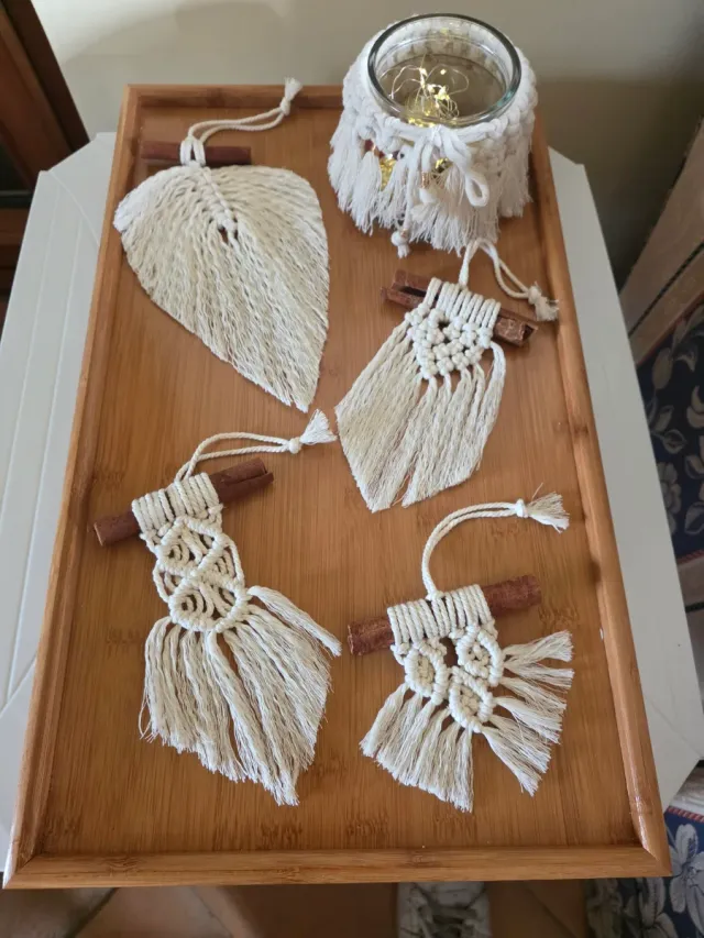 Decorazioni Macramè Arazzo mini con Cannella Boho