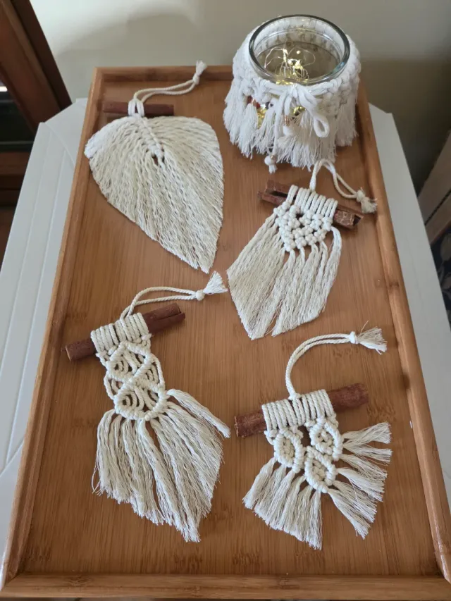 Decorazioni Macramè Arazzo mini con Cannella Boho