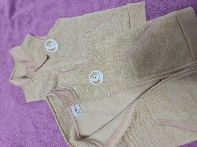Conjunto Ropa Bebé Chaleco Beige Perro