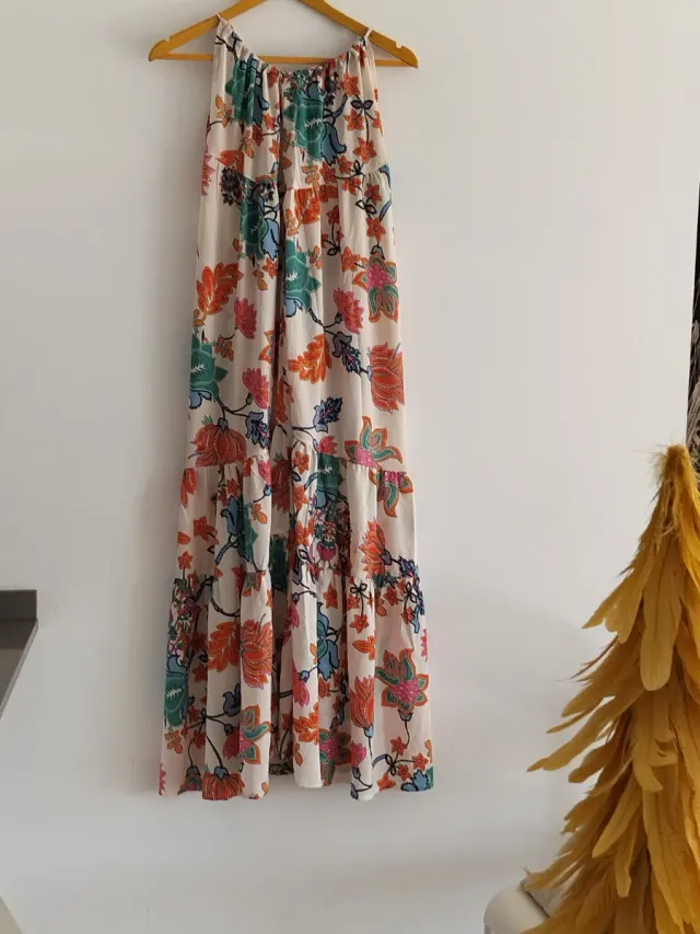 Vestido largo estampado flores