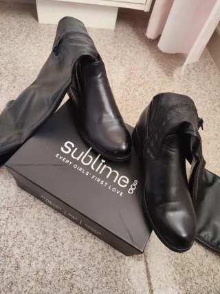 Stivali alti neri tacco basso Sublime