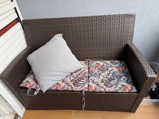 Conjunto sofá y sillón terraza mimbre
