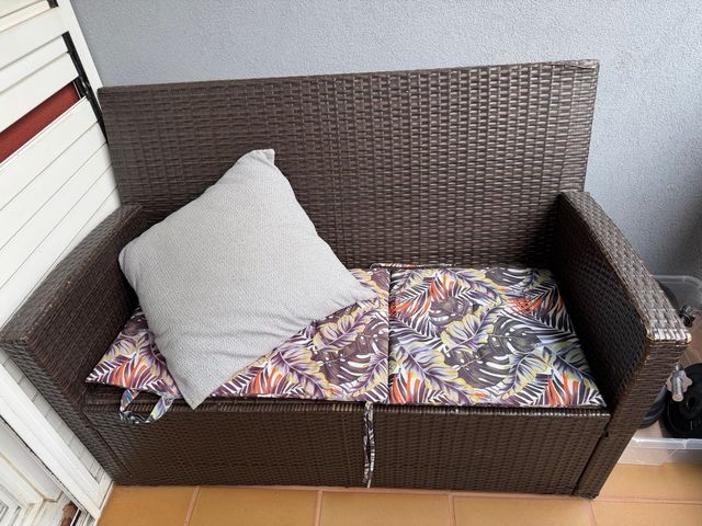 Conjunto sofá y sillón terraza mimbre