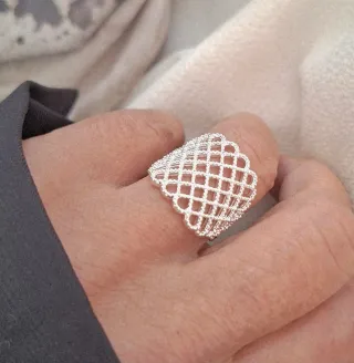 Anillo Plata Diseño Malla