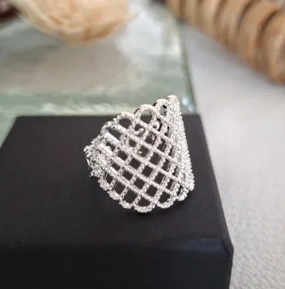 Anillo Plata Diseño Malla