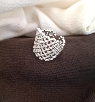 Anillo Plata Diseño Malla