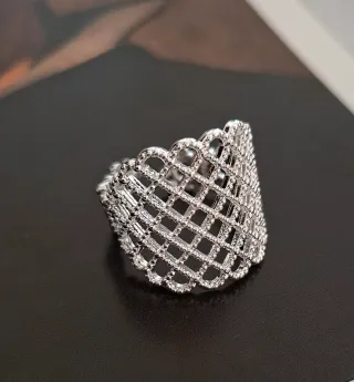 Anillo Plata Diseño Malla