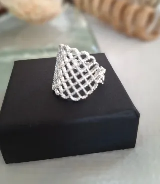 Anillo Plata Diseño Malla
