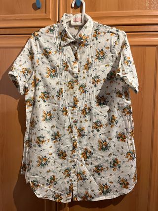 Camisa estampada flores blanca