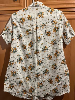 Camisa estampada flores blanca