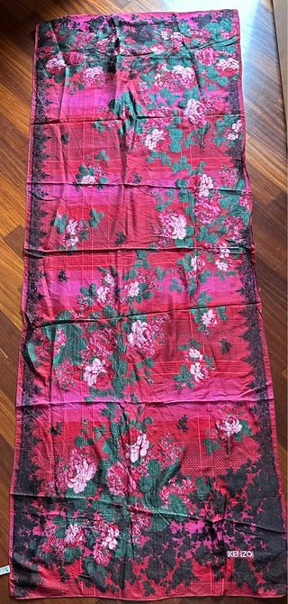 Foulard Kenzo floreale rosa e rosso