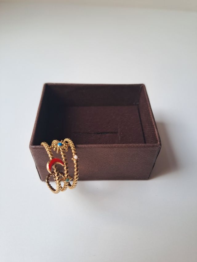 Anillo Acero Inoxidable Ajustable Luna Roja