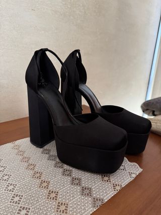 Tacones Mango Plataforma Negro Talla 39