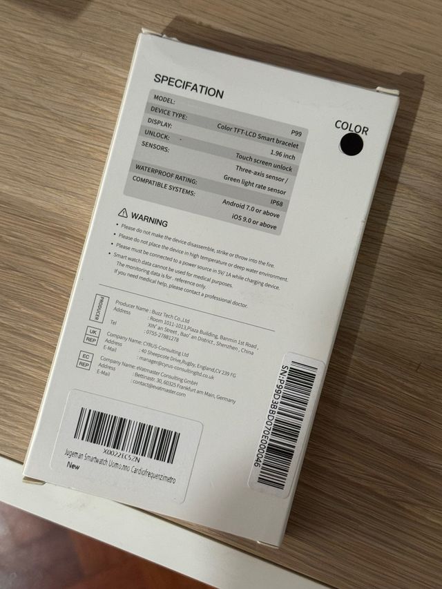 Reloj Inteligente Jugeman Negro/Rosa