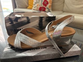 Sandalias PAYMA Plata Talla 38 Un Uso