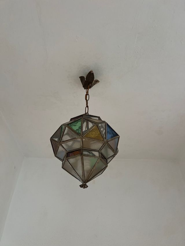 2 Lámparas/faroles colgante cristal multicolor