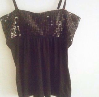 Top elegante negro lentejuelas