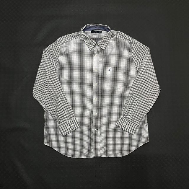 Camisa Nautica Clássica XXL Azul e Branca